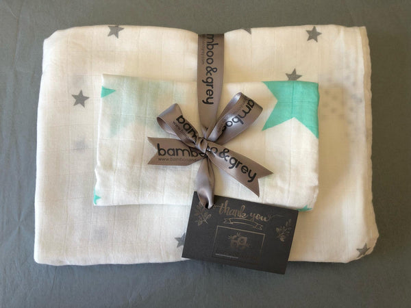 The Unboxed Pick N Mix Muslin and Swaddle - Bamboo & Grey